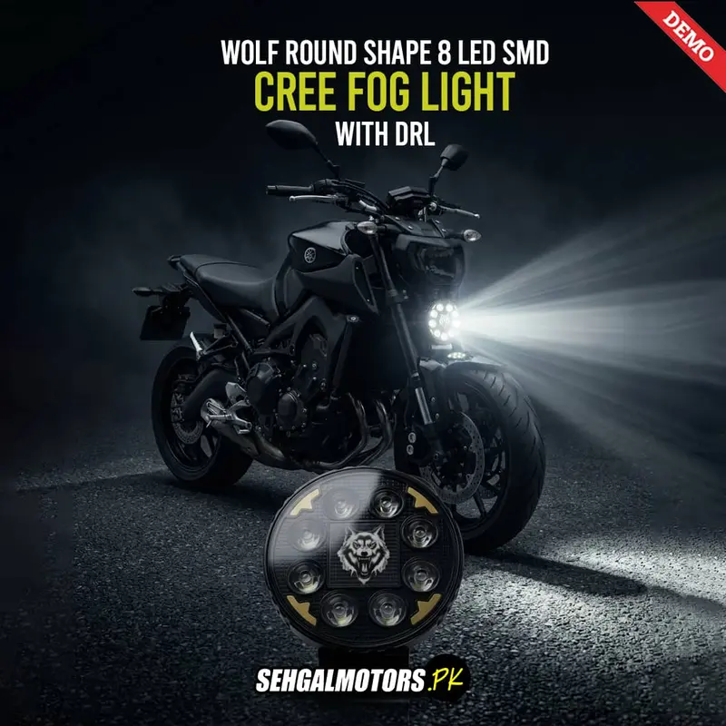 Wolf Round Shape 8 Led Smd Projector Style With Drl Fog Light For Bike 1