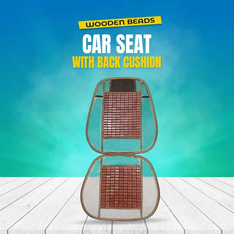 Wooden Beads Car Seat With Back Cushion 2 In 1 Brown 1