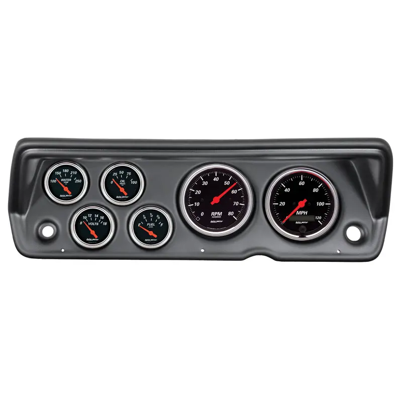 Autometer Designer Black Dash Kit For 1970–1976 Dodge Duster/Demon/Dart – 6-Gauge Set (Tach, Speedo, Fuel, Oil, Wtmp, Volt) 1
