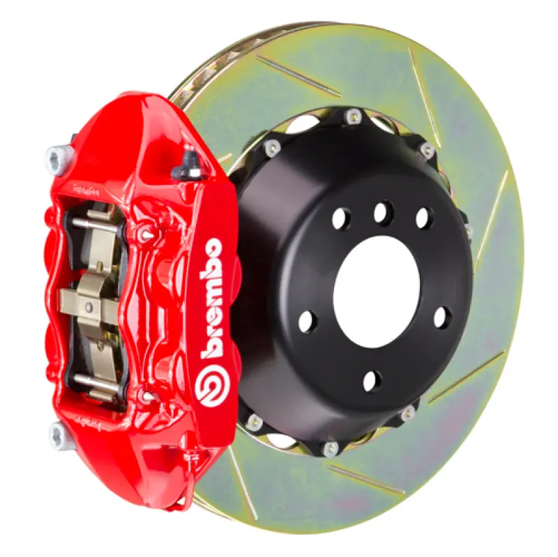 Brembo 11-18 Cayenne Turbo Rear Gt Bbk 4 Piston Cast 380X28 2Pc Rotor Slotted Type-1-Red 1