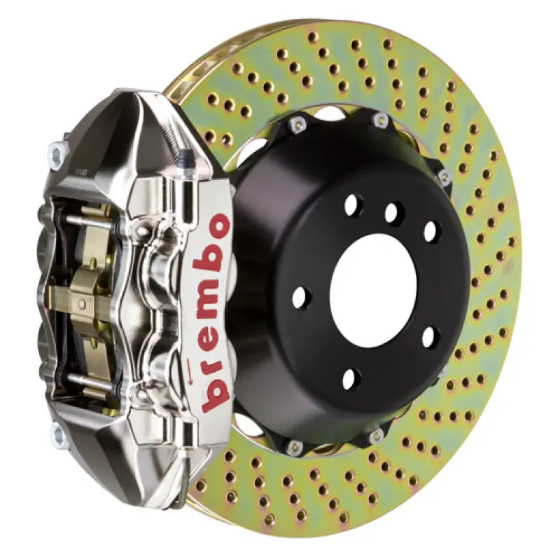Brembo Rear Gtr Big Brake Kit For 2012–2015 Bmw 335I / 335I Xdrive M Sport – 4-Piston Billet Calipers, 345X28Mm Two-Piece Drilled Rotors (Nickel Finish) 1