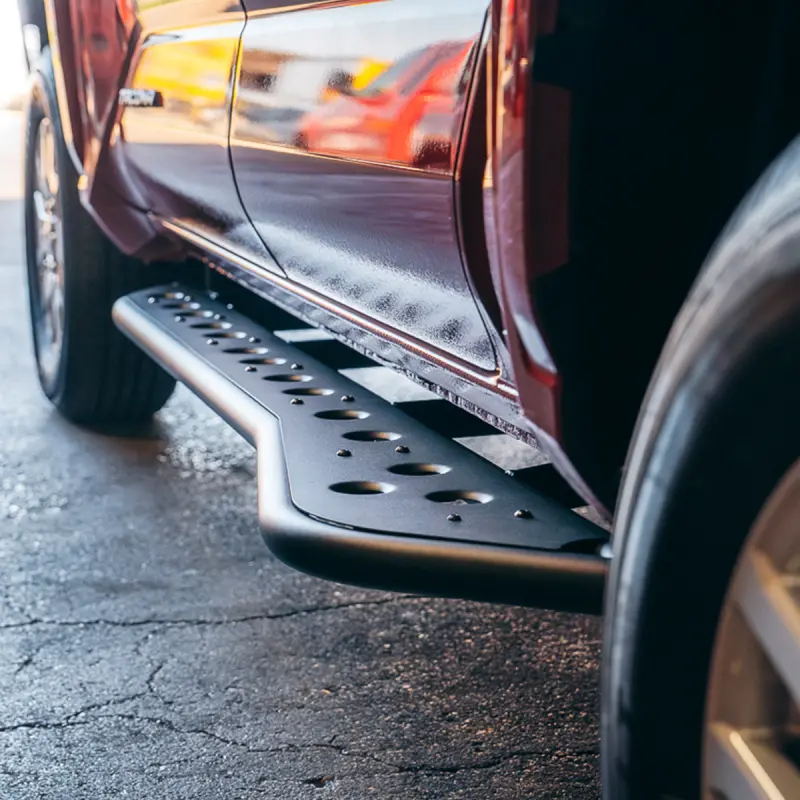 Cali Raised Rock-Slider Step Edges For 2024+ Toyota Tacoma Double Cab Long Bed – Powder-Coated, No Kick-Out Design 1