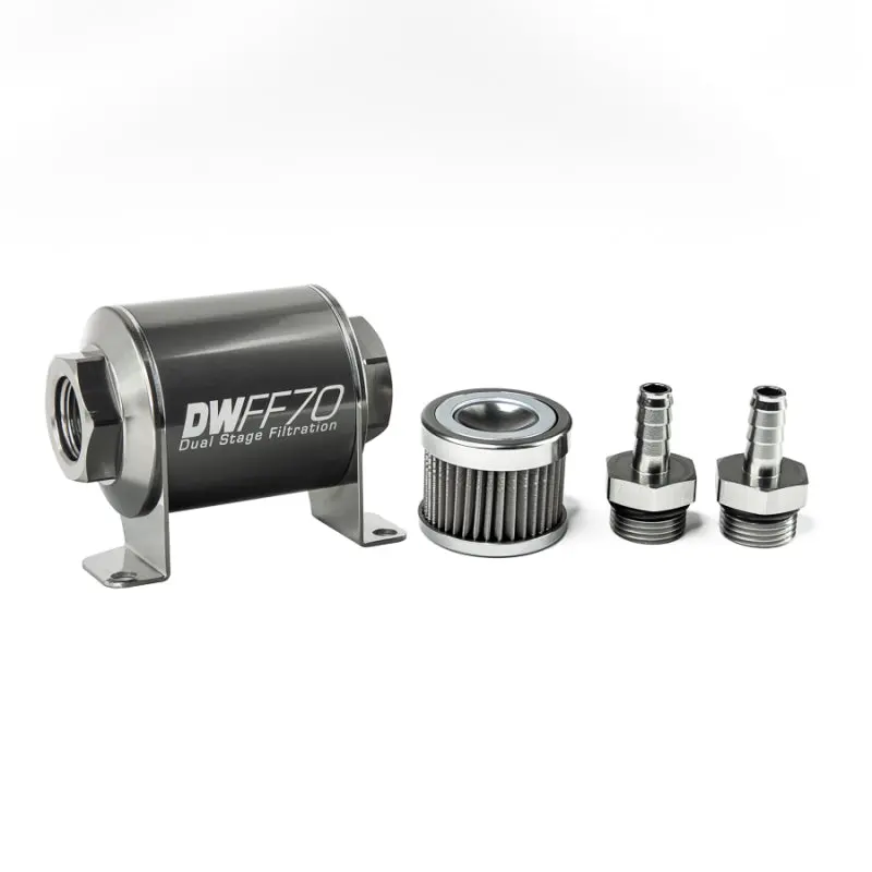 Deatschwerks Stainless Steel 3/8In 40 Micron Universal Inline Fuel Filter Housing Kit (70Mm) 1