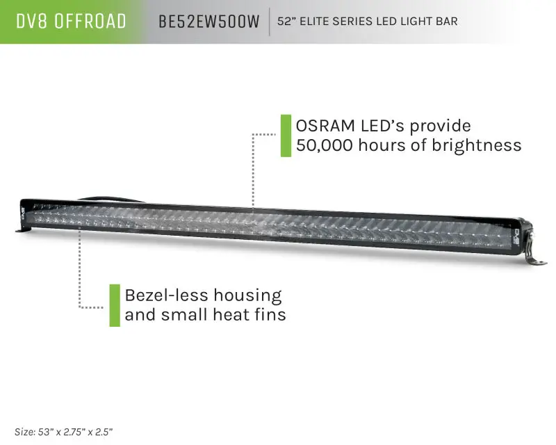 Dv8 Offroad 52-Inch Elite Series 500W Led Light Bar – Black Housing 2