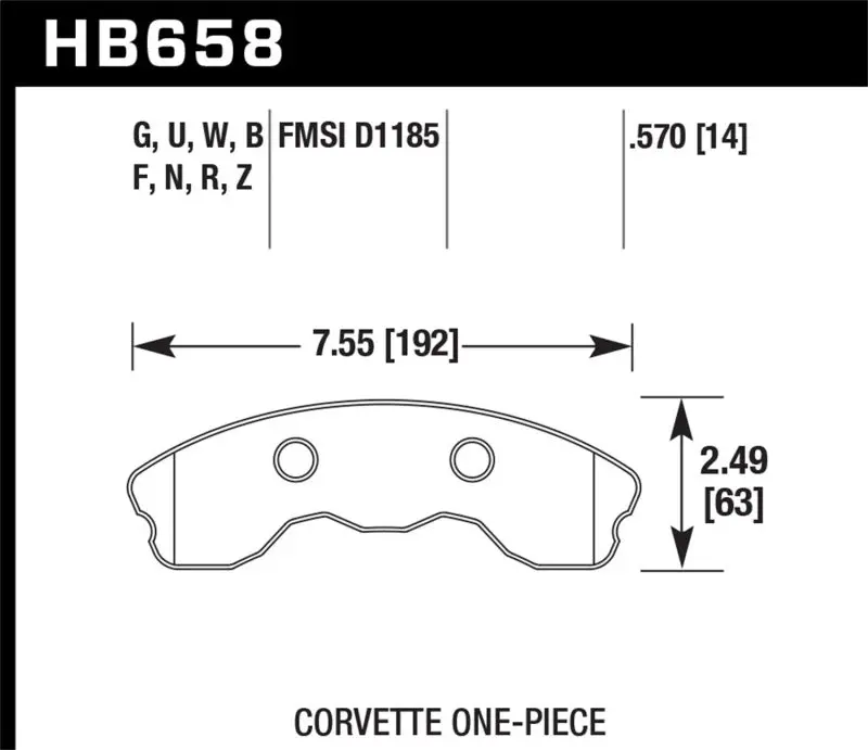 Hawk 06-10 Chevy Corvette (Improved Pad Design) Front Ceramic Sreet Brake Pads 1