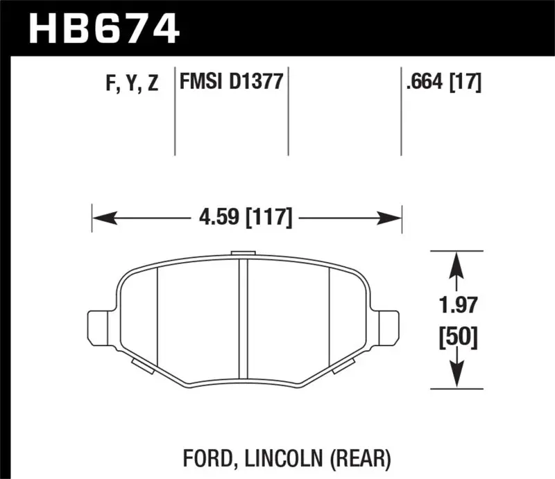Hawk Hps High-Performance Street Brake Pads For 2011–2019 Ford Explorer (5.0L V8 Rear Axle) 1
