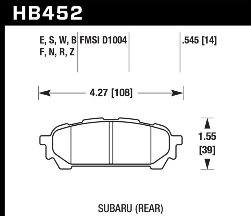 Hawk Performance Ceramic Rear Brake Pads For 2003–2005 Subaru Wrx (D1004) 1