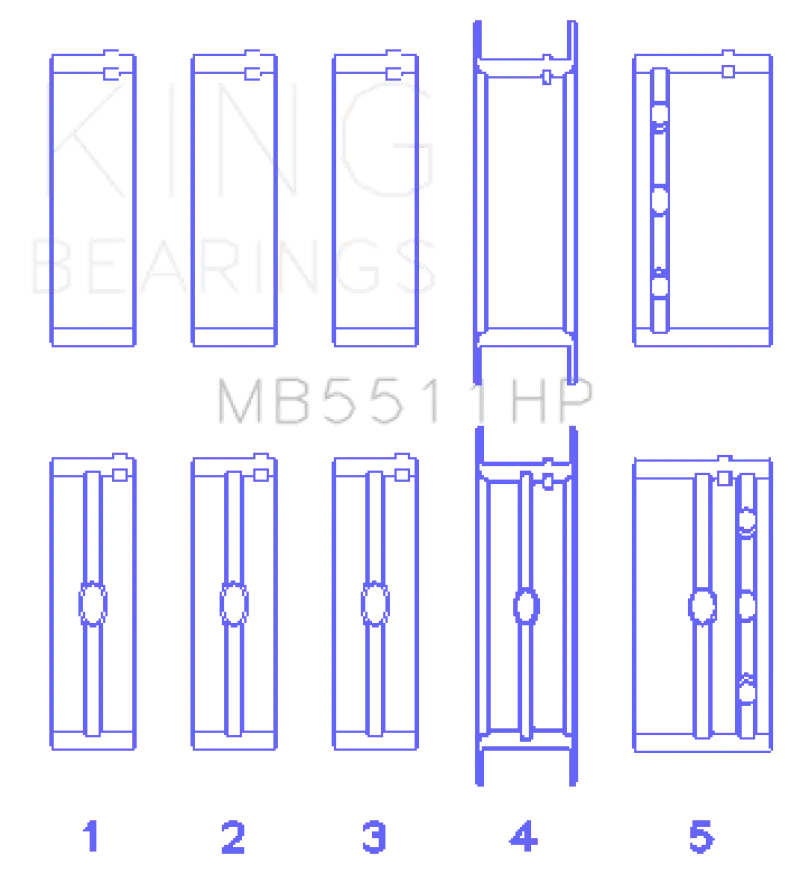 King Gm 326/350/389/400 W/ 3In Main (Size .001) Main Bearing Set 2
