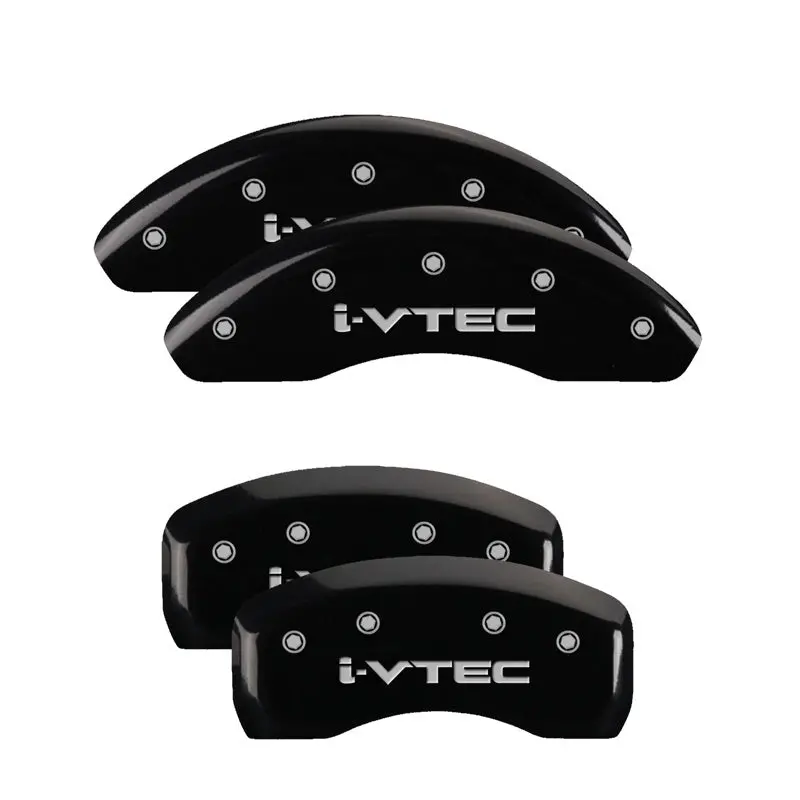 Mgp Engraved 4-Piston Caliper Covers For 2018 Honda Accord – I-Vtec Style, Black Finish With Silver Char 1