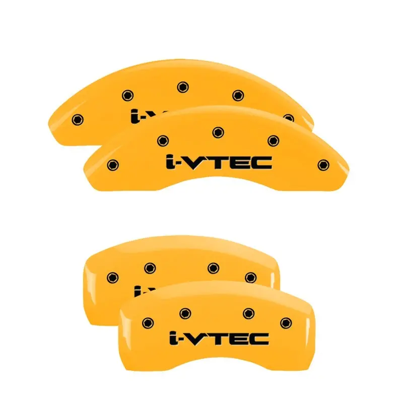 Mgp Engraved 4-Piston Caliper Covers: Front Honda 'H' Logo, Rear Black/Yellow Finish 1