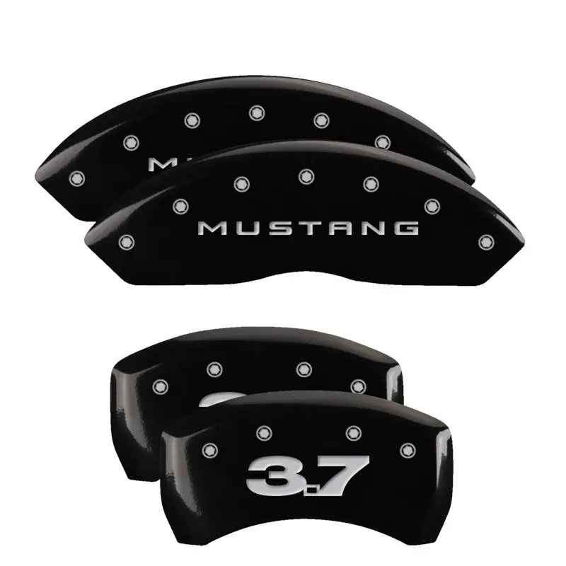 Mgp Engraved 4-Piston Caliper Covers – Front & Rear For 2015 Mustang Gt, Yellow Finish With Black Chrome Accents 1