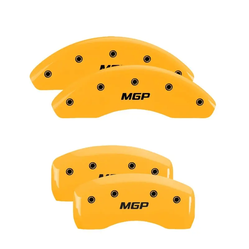 Mgp Engraved Caliper Covers For Edge/2015 Vehicles — Front & Rear Set, Yellow Finish With Black Chrome Accents 1