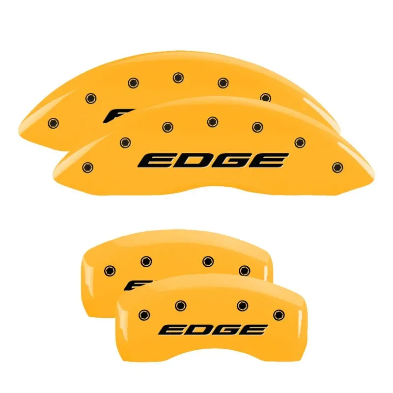 Mgp Engraved Caliper Covers For Edge/2015 Vehicles — Front & Rear Set, Yellow Finish With Black Chrome Accents 2